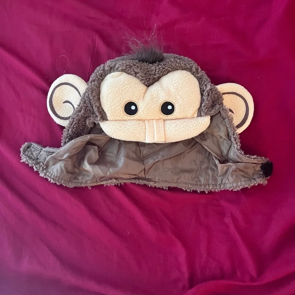 Halloween kids Brown Monkey Fleece Hat 4-6